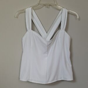 Abercrombie & Fitch Top Womens L White Sweetheart Neckline Corset Smocked Tank